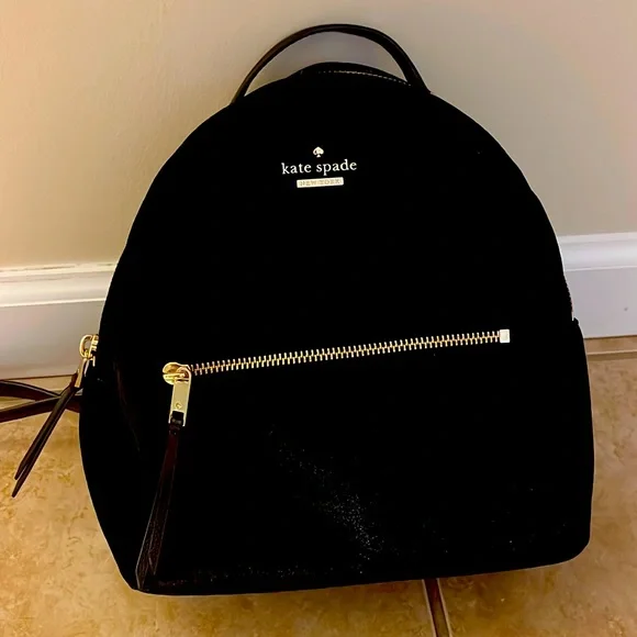 kate spade | Bags | Black Velvet Kate Spade Backpack | Poshmark